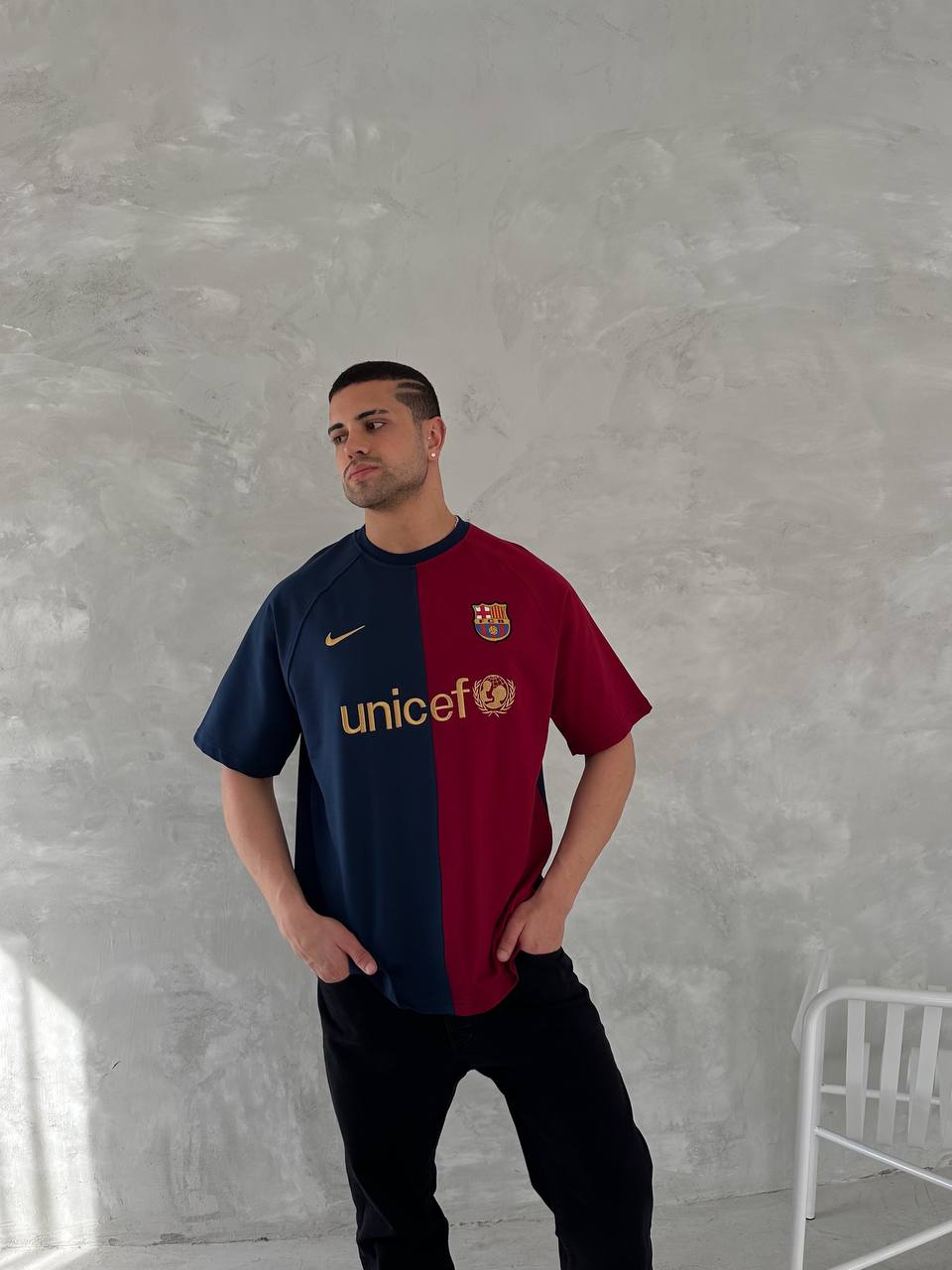 تيشيرت برشلونة نايك احمر و ازرق , قالب كبير