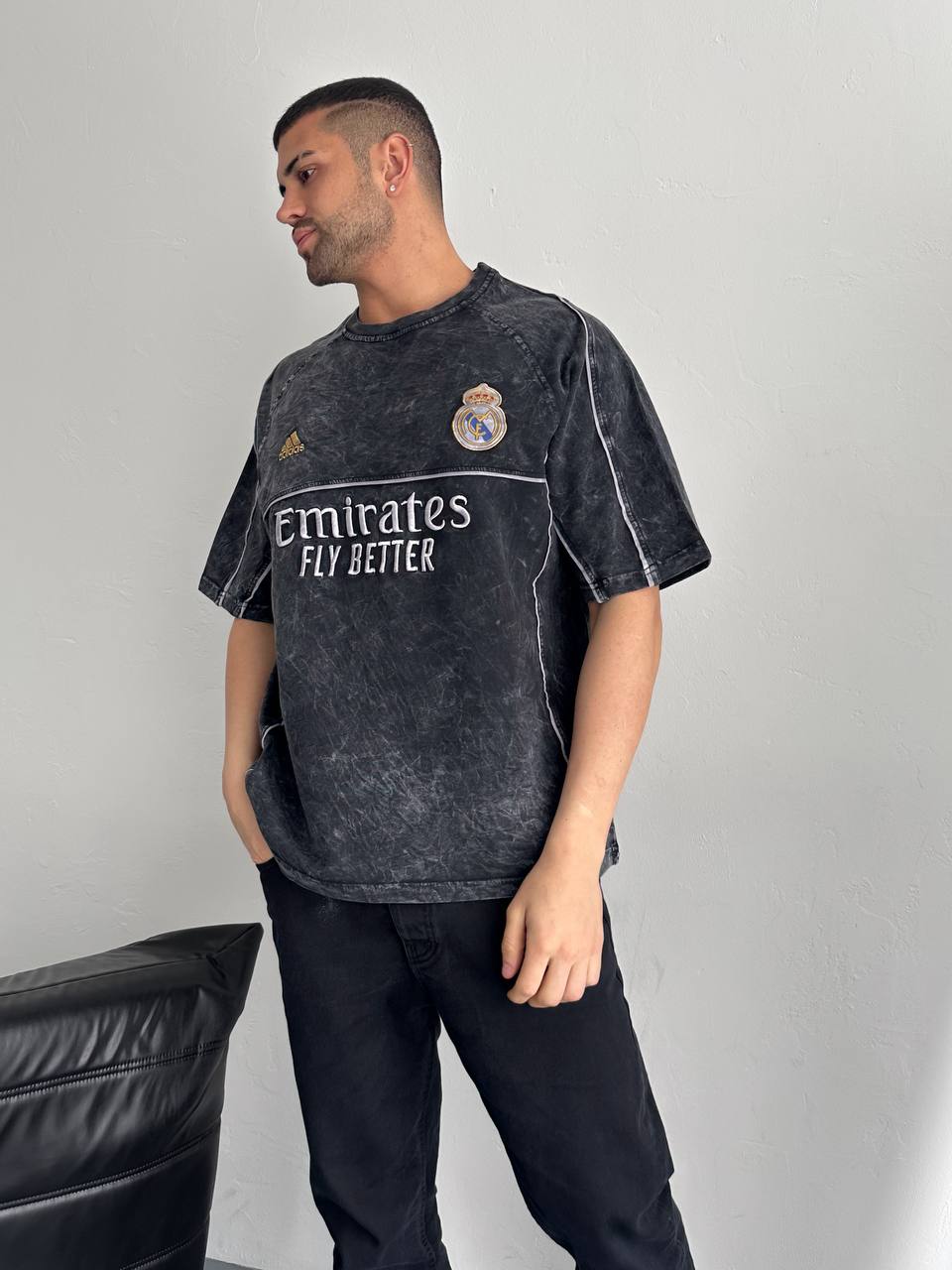 تيشيرت مغسول ريال مدريد اديداس , قالب كبير
