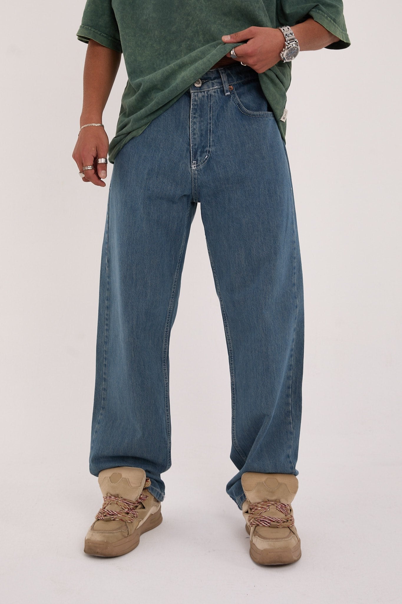 بنطرون جينز رجالي ازرق , قالب طبيعي