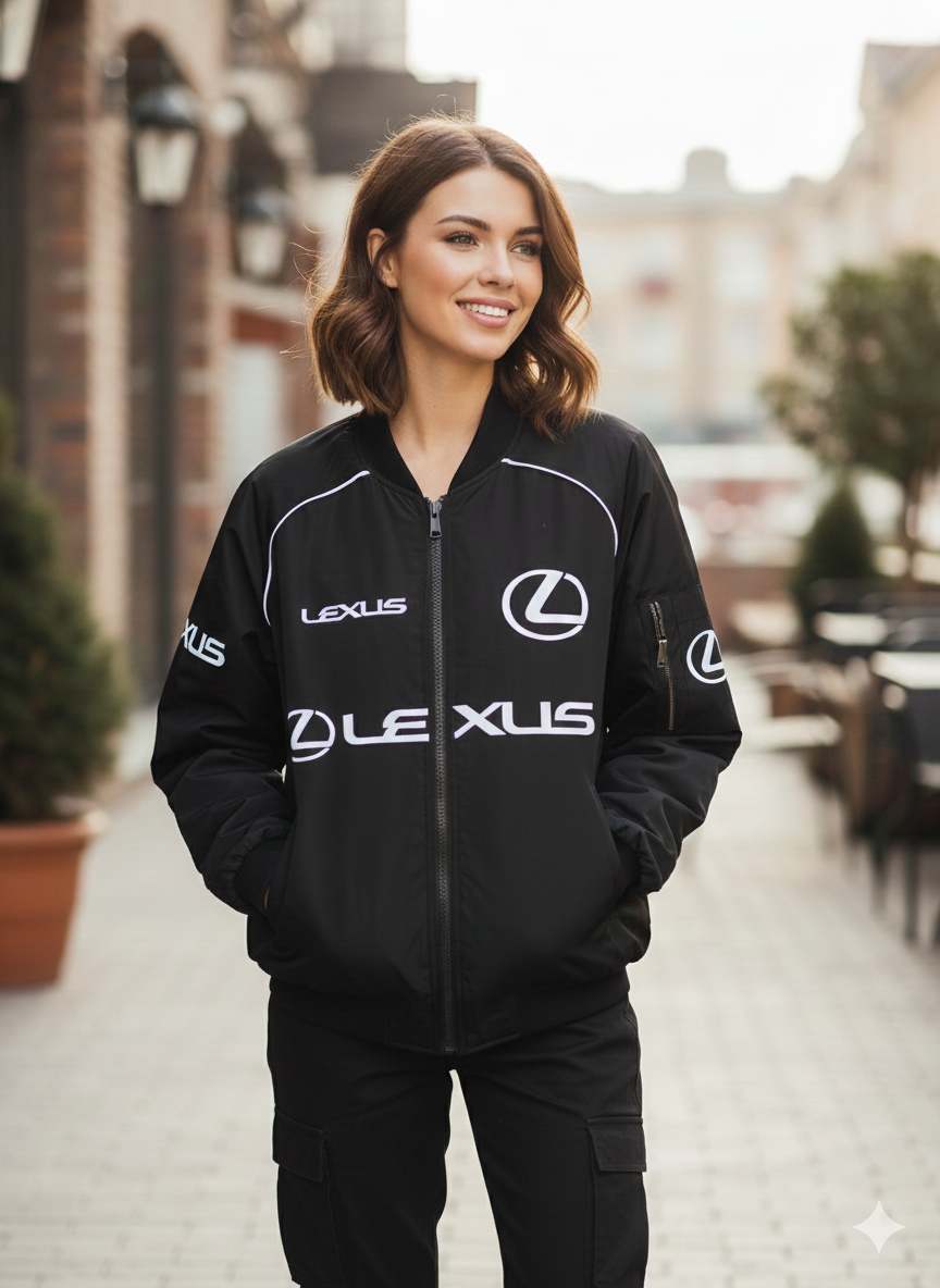 جاكيت اسود لكزز , مطري مبطن - Lexus