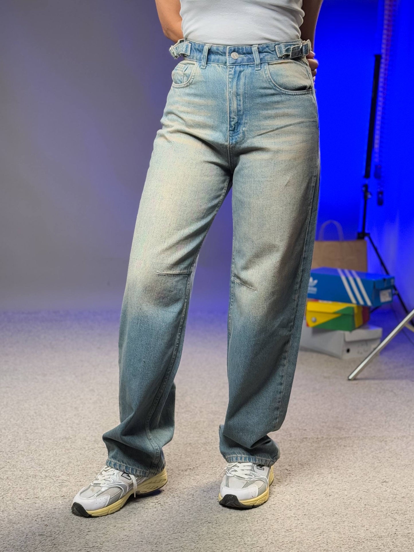 بنطرون جينز رمادي وزيتوني , ،قالب طبيعي