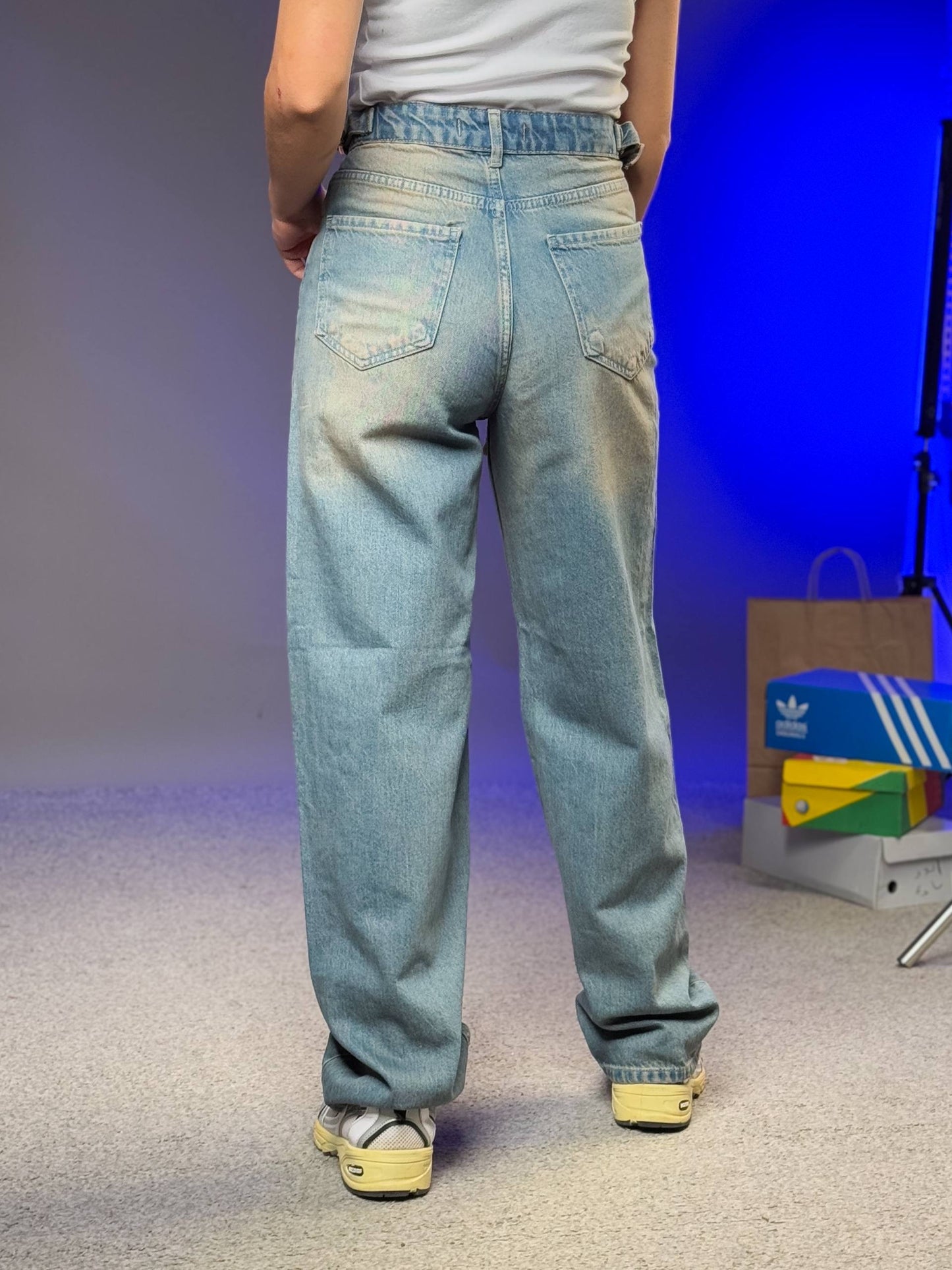 بنطرون جينز رمادي وزيتوني , ،قالب طبيعي