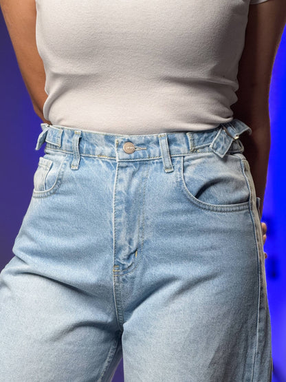 بنطرون جينز احزمة من الجوانب ثلجي ورصاصي , ،قالب طبيعي