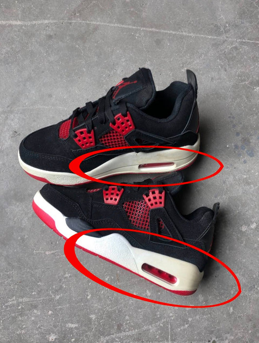 حذاء نايك جي 4 اسود واحمر , معيوب صفار اسفل الحذاء