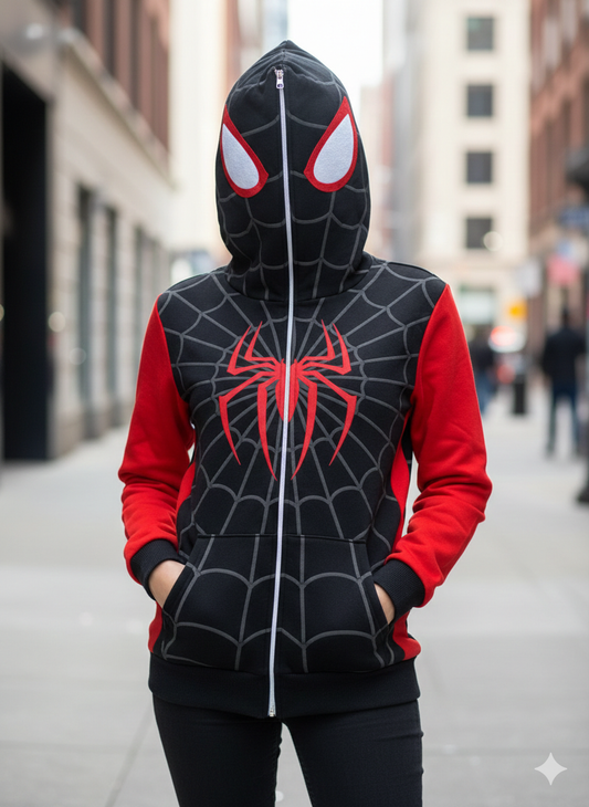 جاكيت كبوس قناع سبايدر مان اسود واحمر✅