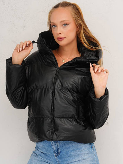 جاكيت نسائي كاجوال نفخ اسود