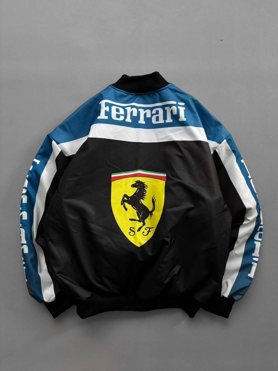 جاكيت فيراري اسود وسمائي مطري , مبطن ثخين