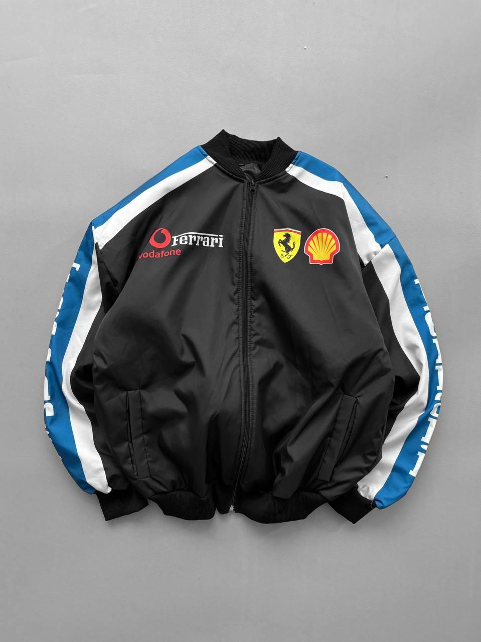 جاكيت فيراري اسود وسمائي مطري , مبطن ثخين