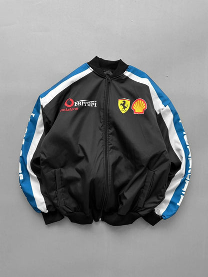 جاكيت فيراري اسود وسمائي مطري , مبطن ثخين