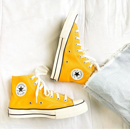 حذاء كونفرس عالي ال ستار اصفر ,قالب طبيعي (القياسات بين 36>40)