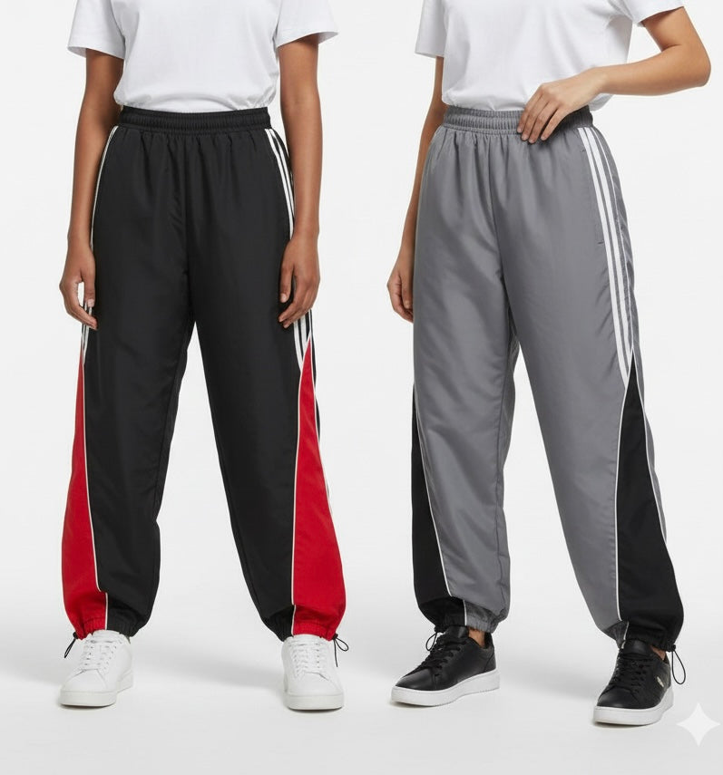 بجامة رياضية فضفاض برباط عالي الخصر ,قماش مطري ,قالب طبيعي