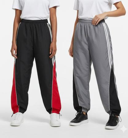 بجامة رياضية فضفاض برباط عالي الخصر ,قماش مطري ,قالب طبيعي