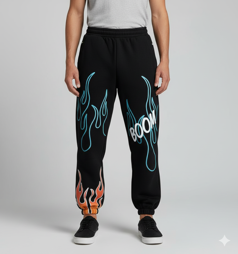 بجامة بووم لاستيكة اسود , قالب طبيعي ✅