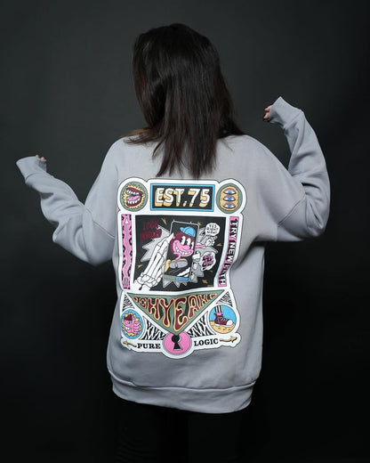 EST.75 - سويتر رجالي نسائي الاصدقاء رصاصي واسود