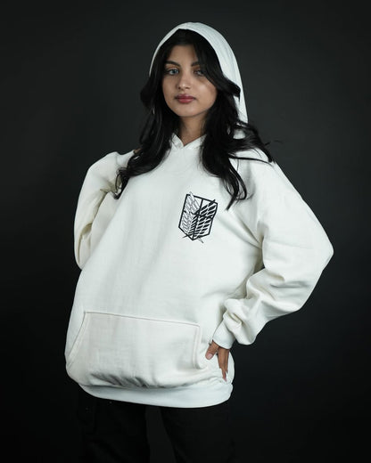 هودي هجوم العمالقة رصاصي وابيض , قالب كبير