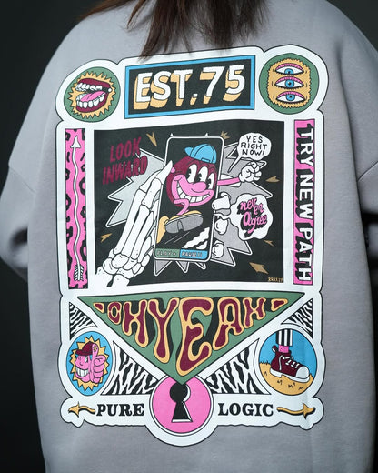 EST.75 - سويتر رجالي نسائي الاصدقاء رصاصي واسود