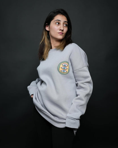 EST.75 - سويتر رجالي نسائي الاصدقاء رصاصي واسود