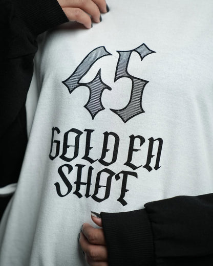 GOLD EN 45 - هودي ابيض واسود , قالب طبيعي