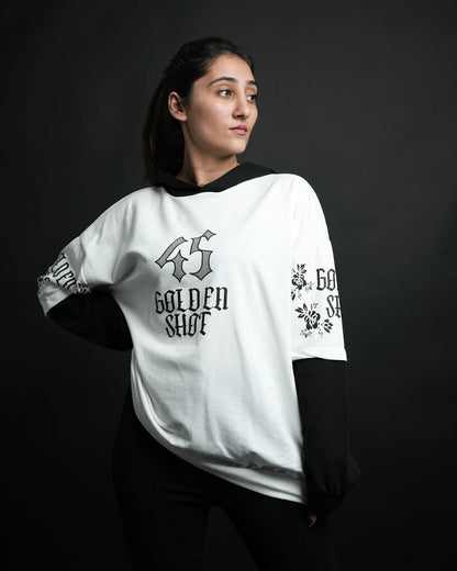 GOLD EN 45 - هودي ابيض واسود , قالب طبيعي