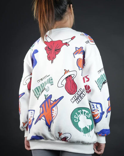 NBA - سويتر قطني قالب كبير شعار فريق