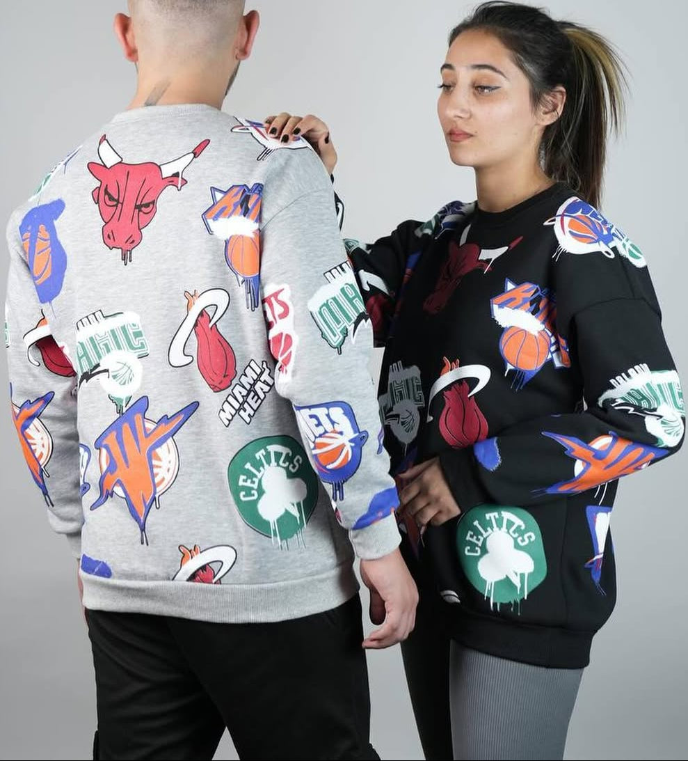 NBA - سويتر قطني قالب كبير شعار فريق