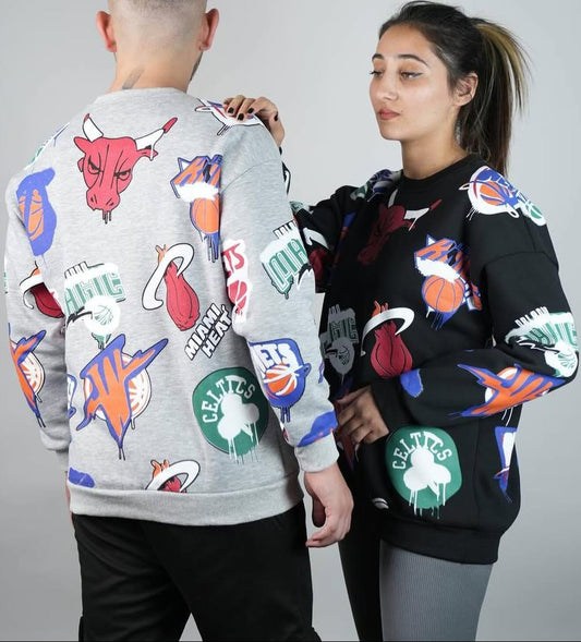 NBA - سويتر قطني قالب كبير شعار فريق