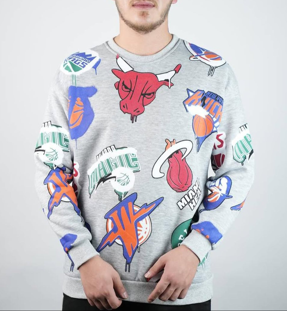NBA - سويتر قطني قالب كبير شعار فريق