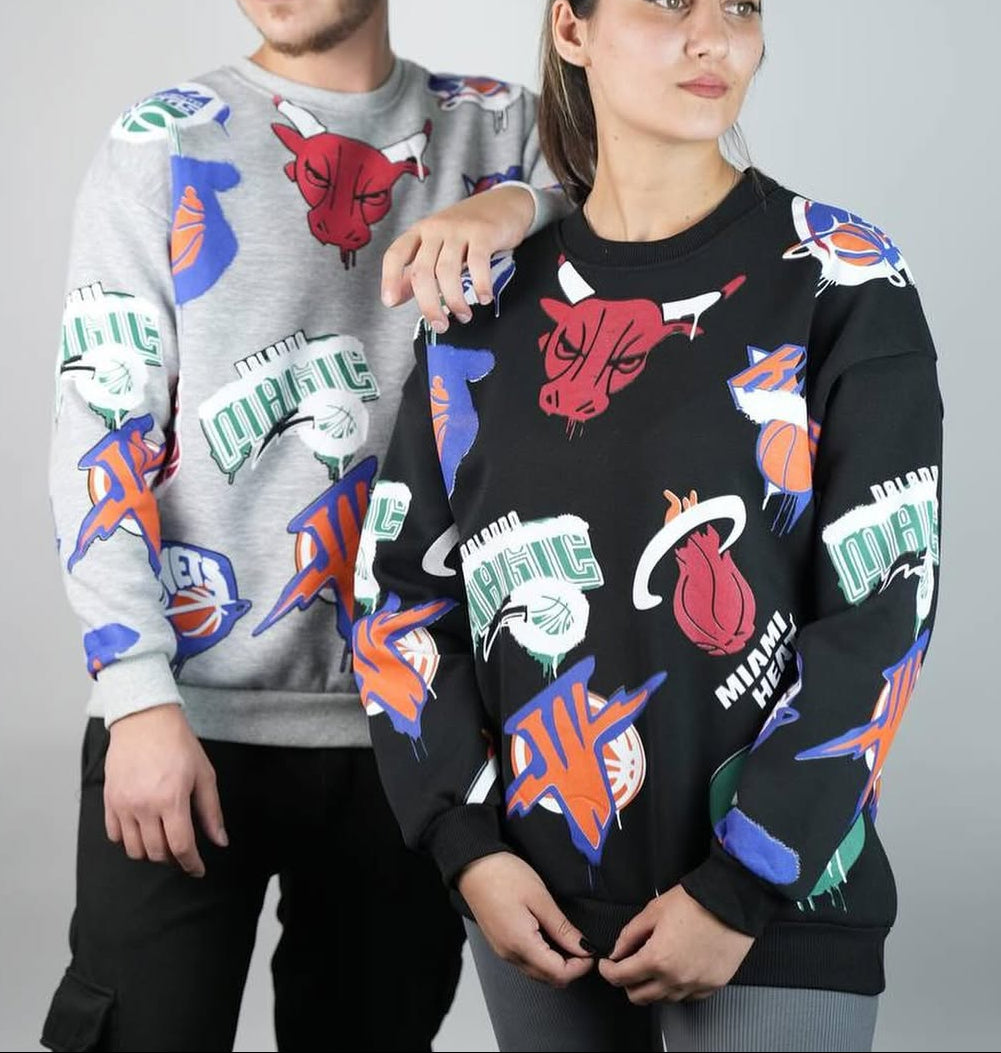 NBA - سويتر قطني قالب كبير شعار فريق