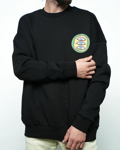 EST.75 - سويتر رجالي نسائي الاصدقاء رصاصي واسود