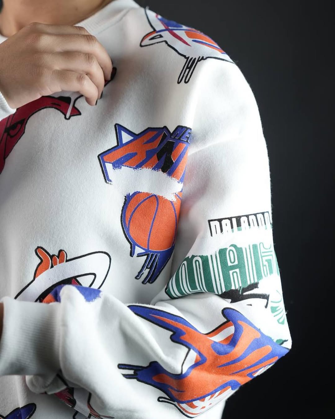 NBA - سويتر قطني قالب كبير شعار فريق