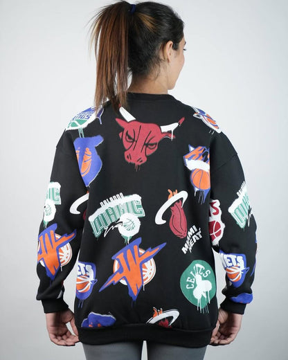 NBA - سويتر قطني قالب كبير شعار فريق