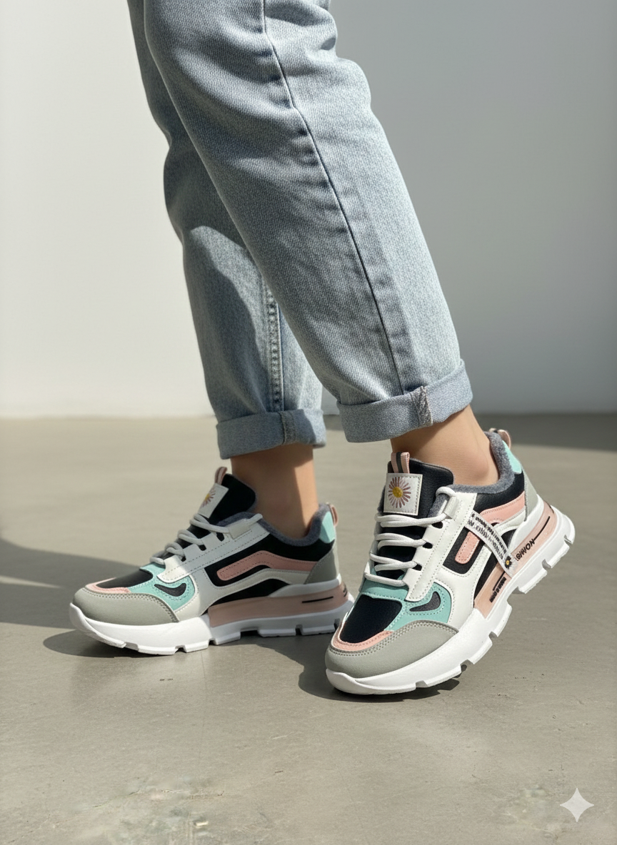 (القياسات بين 38>39) حذاء ملون نسائي ,قالب صغير