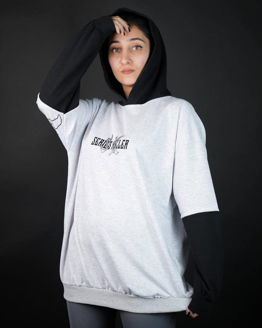 SERSS K - هودي ابيض واسود , قالب طبيعي