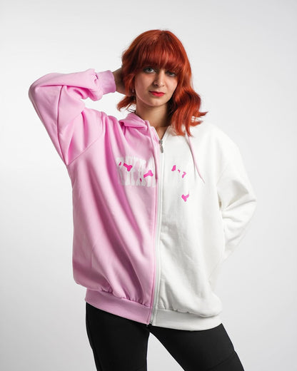 جاكيت بناتي وردي وابيض , قالب طبيعي