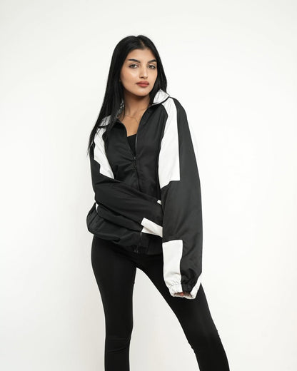 جاكيت اسود وابيض سادة , مطري خفيف