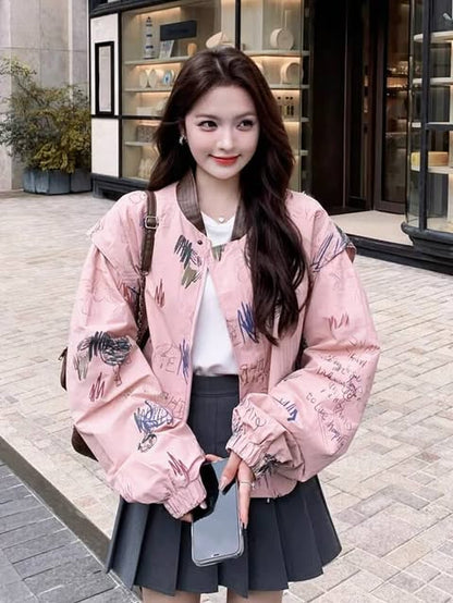 جاكيت وردي بناتي مطري ’ قالب طبيعي *