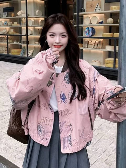 جاكيت وردي بناتي مطري ’ قالب طبيعي *