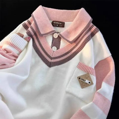 سويتر ابيض ووردي ياخة شتائي *