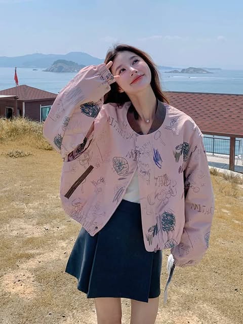 جاكيت وردي بناتي مطري ’ قالب طبيعي *