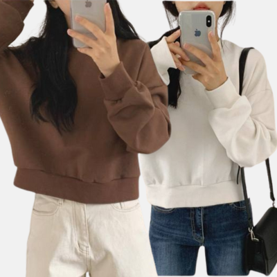 سويتر قصير سادة شتائي *