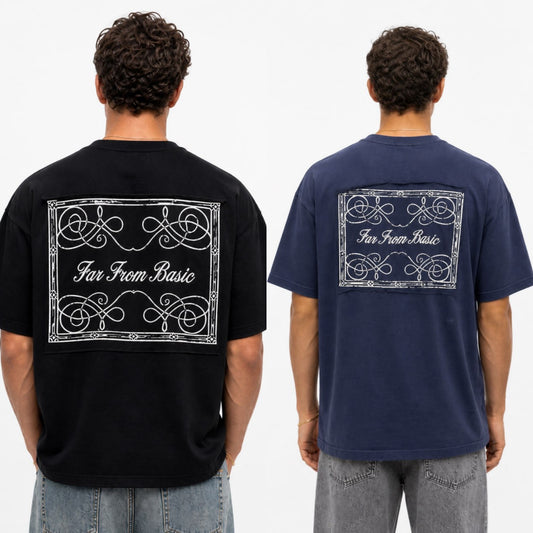 تيشيرت " Far From Basic" لونين ( اسود, نيلي)