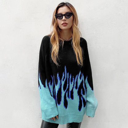 سويتر اسود وسمائي نار