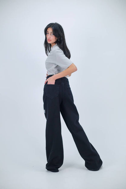 بنطرون جينز اسود قلب ,قالب طبيعي