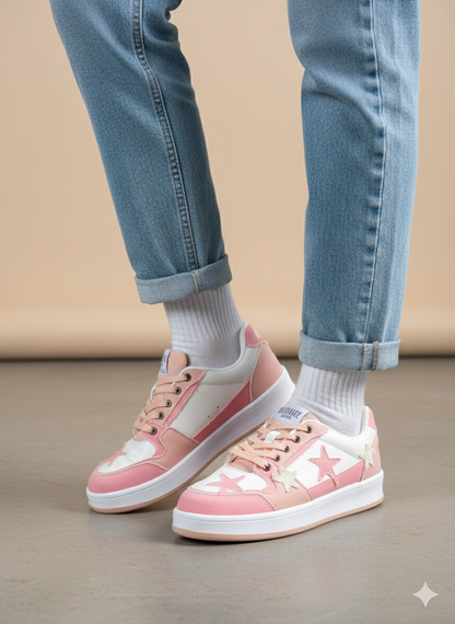 (القياسات بين 36>40) حذاء نجوم وردي ,قالب صغير