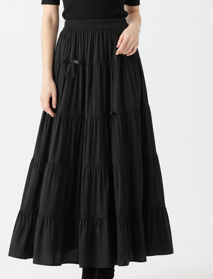 تنورة فيونكة خصر لاستيك لون اسود ✅