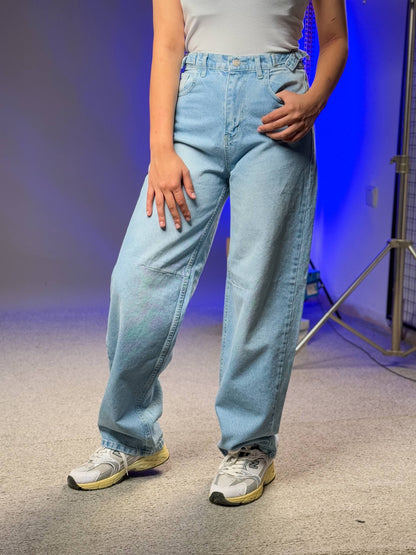 بنطرون جينز احزمة من الجوانب ثلجي ورصاصي , ،قالب طبيعي