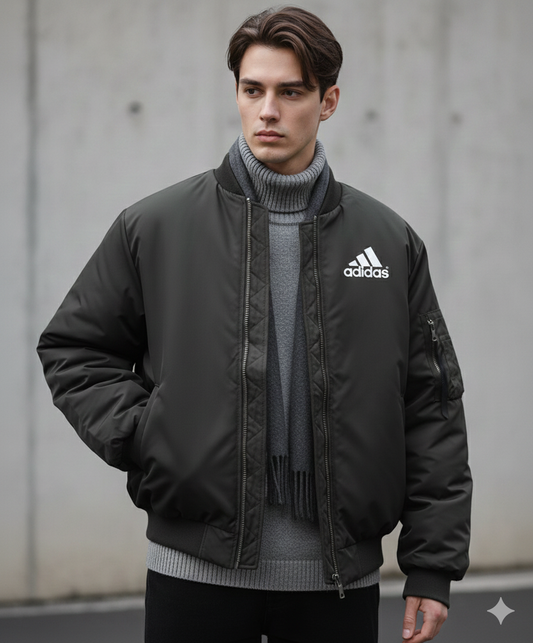 adidas - جاكيت اسود اديداس مطري مبطن