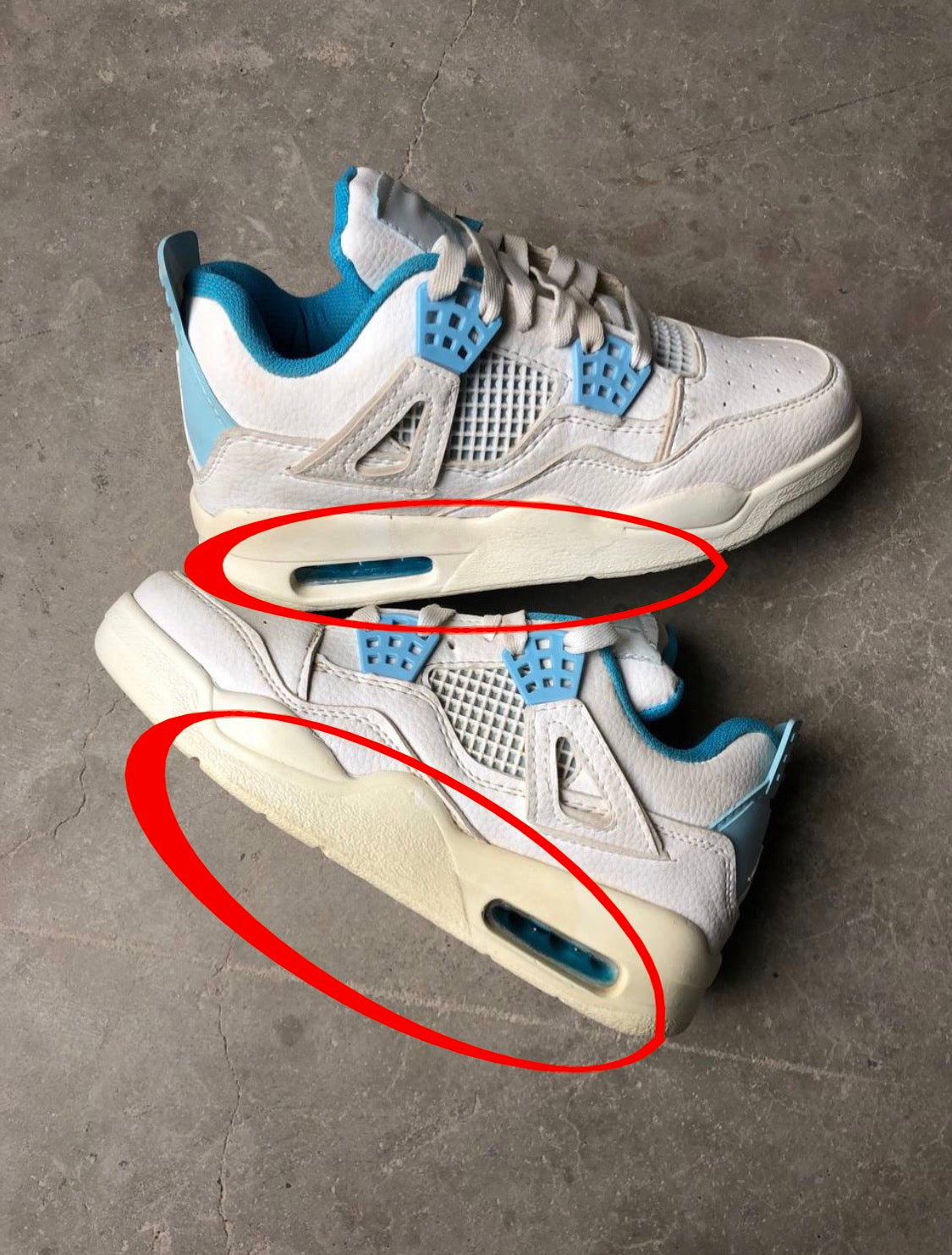 حذاء نايك جي 4 معيوب , صبغ + صفار اسفل الحذاء