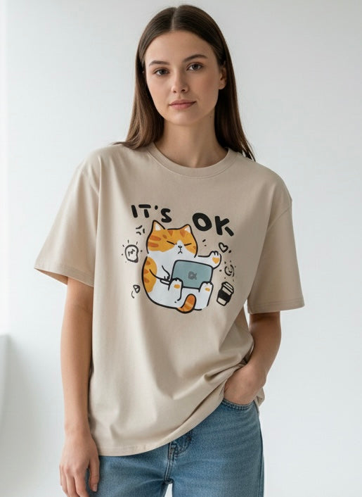 تيشيرت لا بأس قط , مخطط قالب كبير