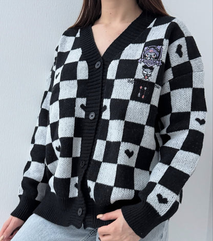 جاكيت كرومي مربعات اسود وابيض